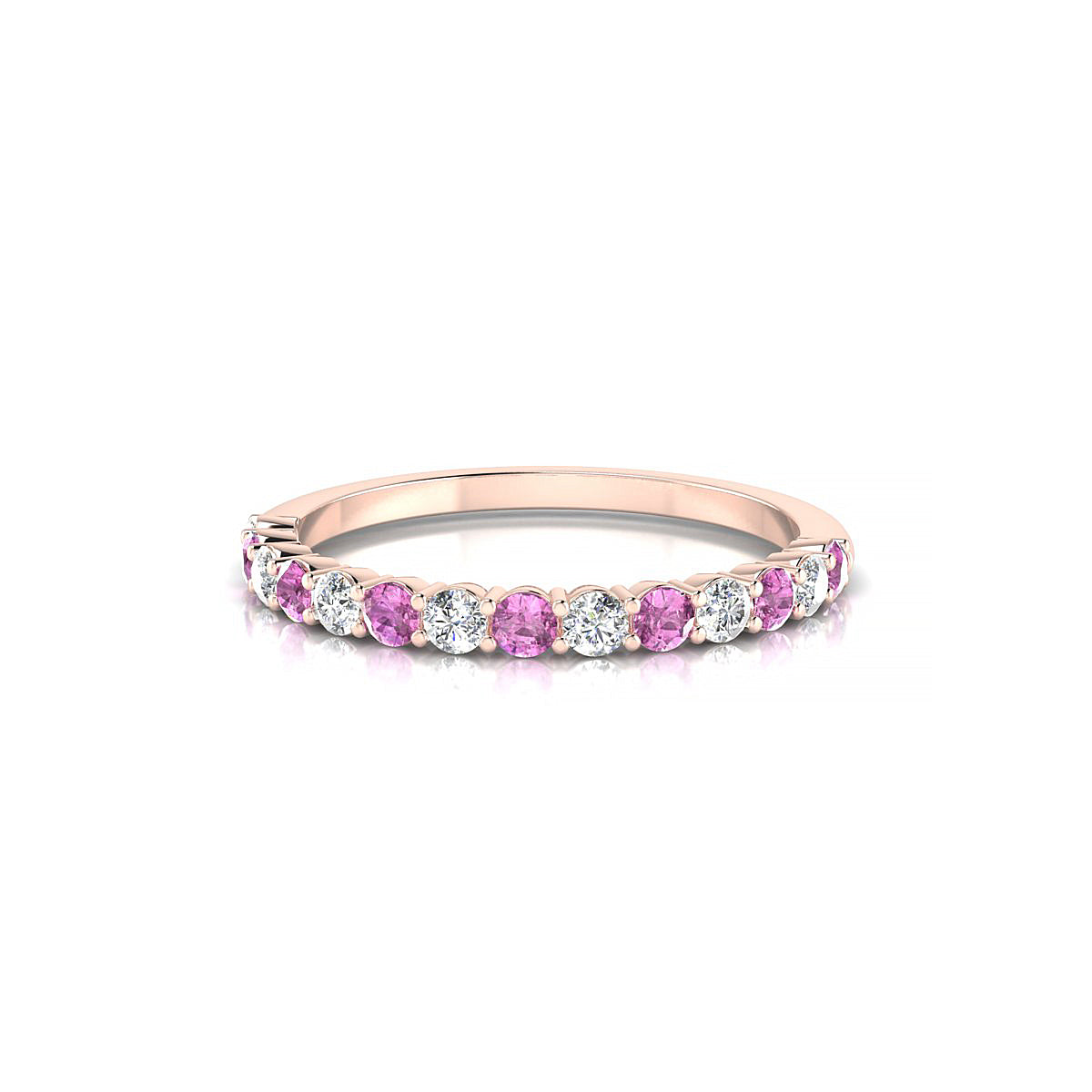 Destiny | 18k Rose Gold 2 mm Round Pink Sapphire Ring