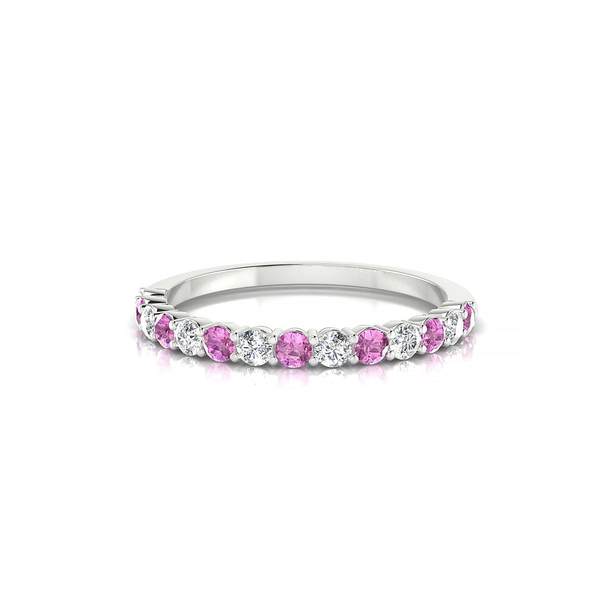 Destiny | 18k White Gold 2 mm Round Pink Sapphire Ring