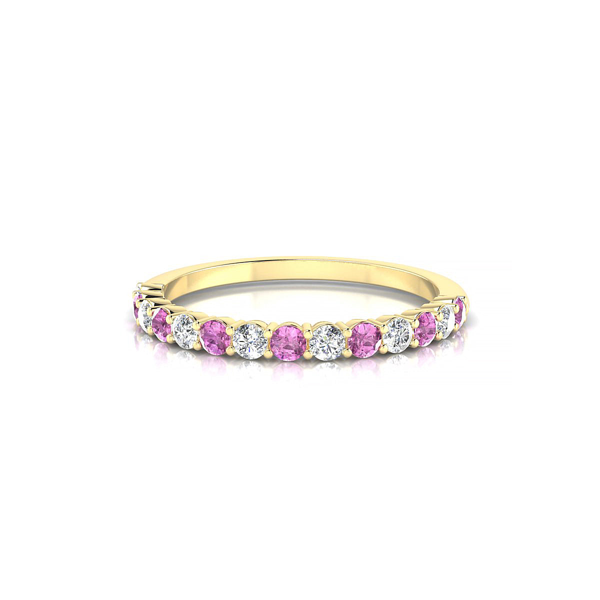 Destiny | 18k Yellow Gold 2 mm Round Pink Sapphire Ring