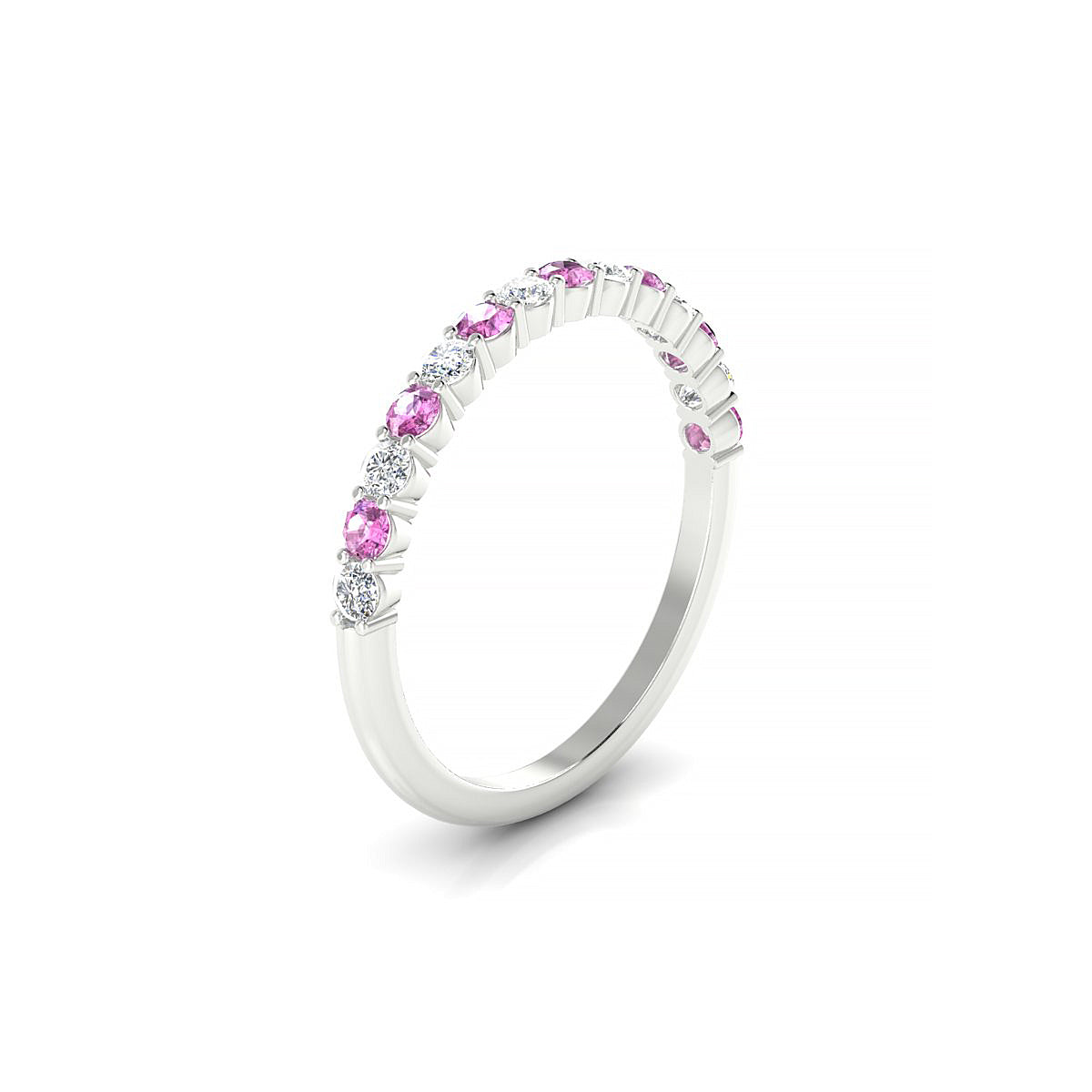 Destiny | 18k White Gold 2 mm Round Pink Sapphire Ring