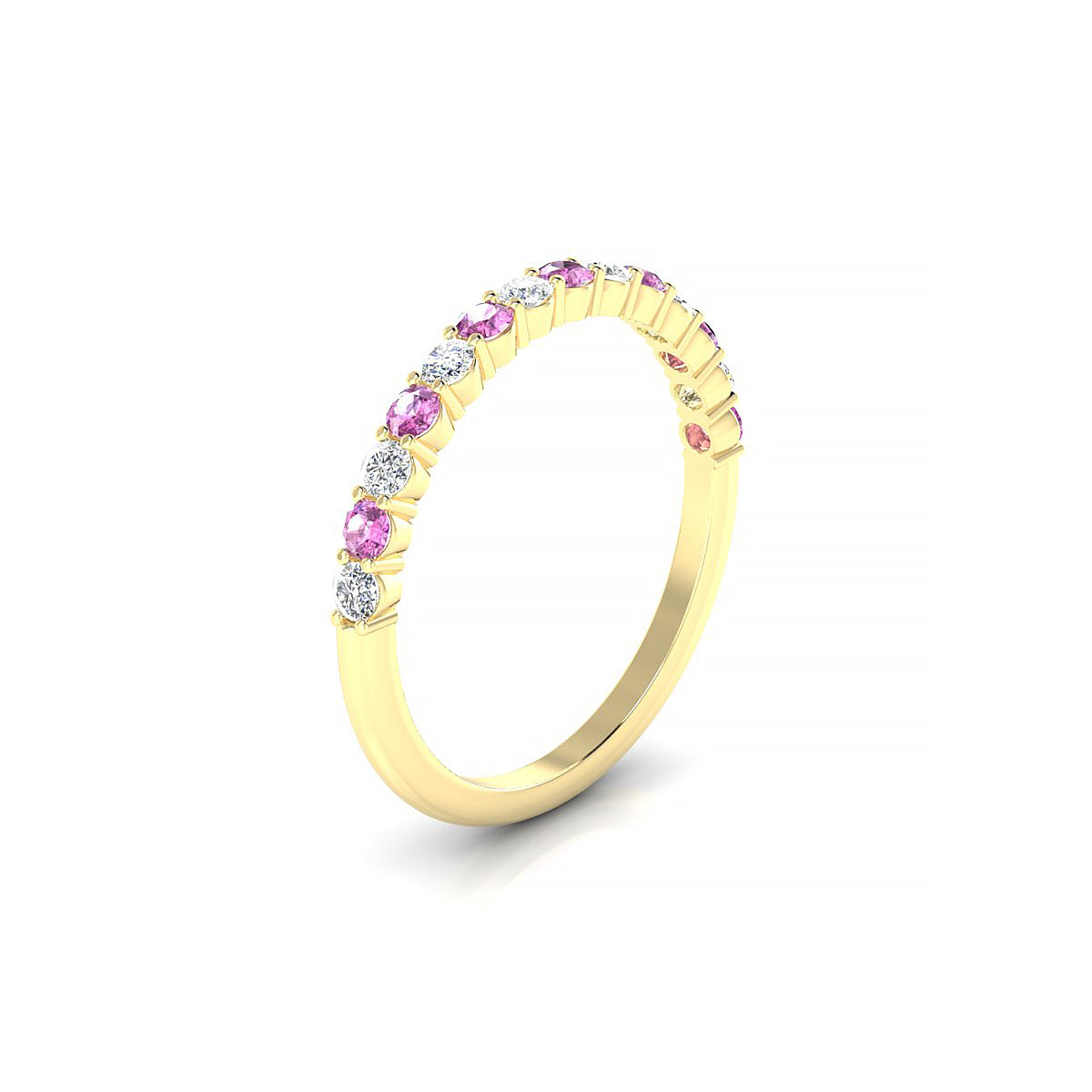 Destiny | 18k Yellow Gold 2 mm Round Pink Sapphire Ring
