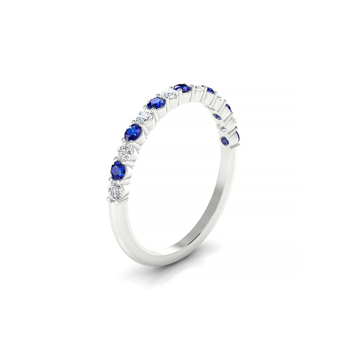 Destiny | 18k White Gold 2 mm Round Sapphire Ring
