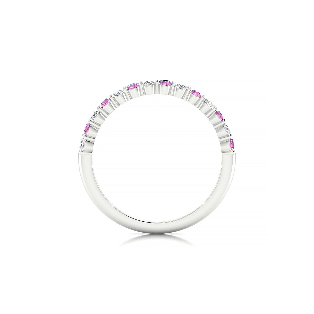 Destiny | 18k White Gold 2 mm Round Pink Sapphire Ring