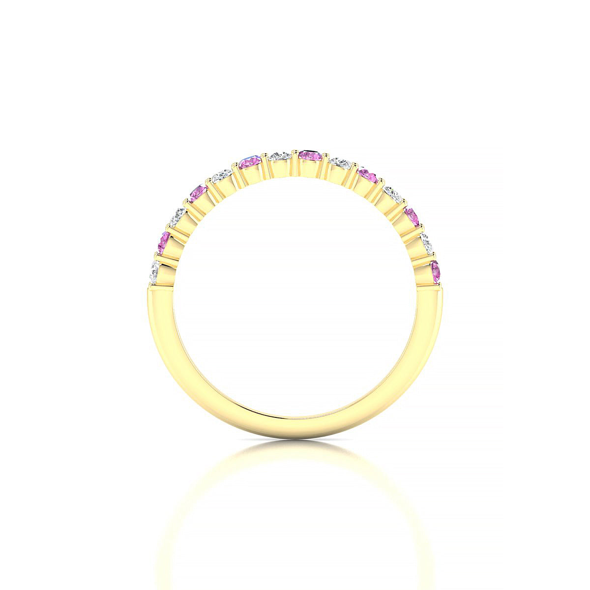 Destiny | 18k Yellow Gold 2 mm Round Pink Sapphire Ring