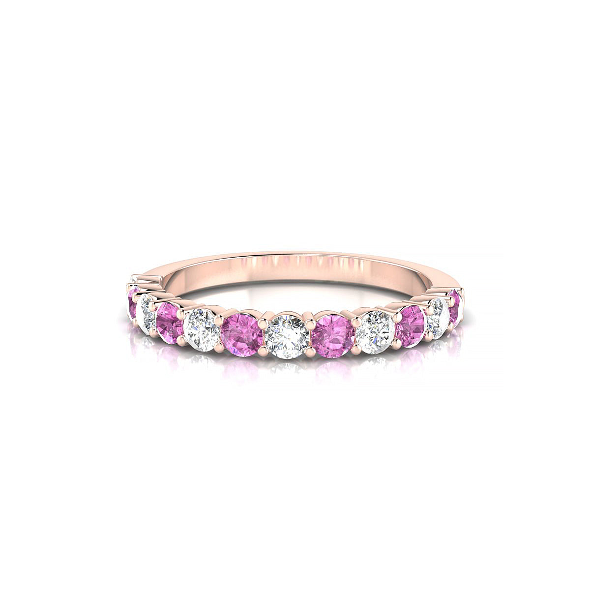 Destiny | 18k Rose Gold 2.5 mm Round Pink Sapphire Ring