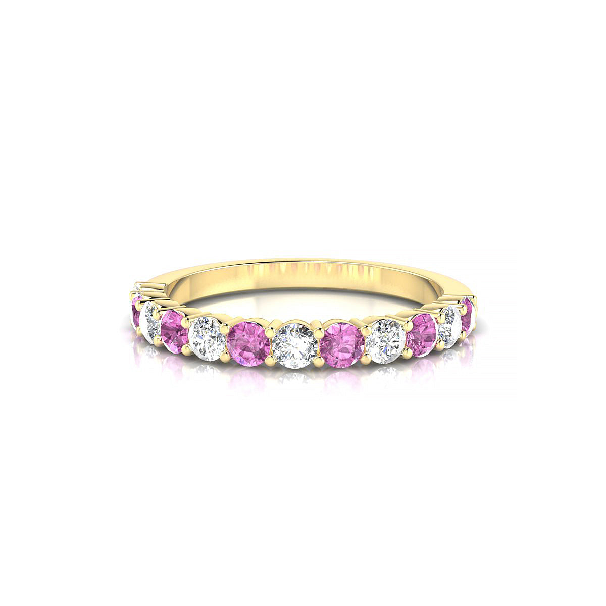 Destiny | 18k Yellow Gold 2.5 mm Round Pink Sapphire Ring