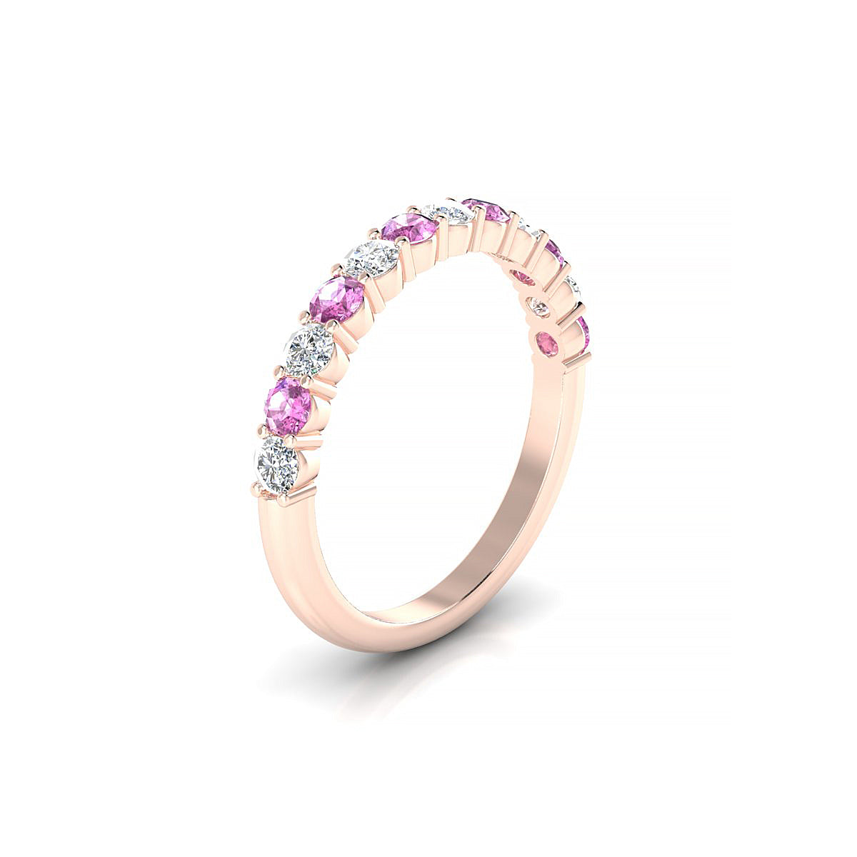 Destiny | 18k Rose Gold 2.5 mm Round Pink Sapphire Ring