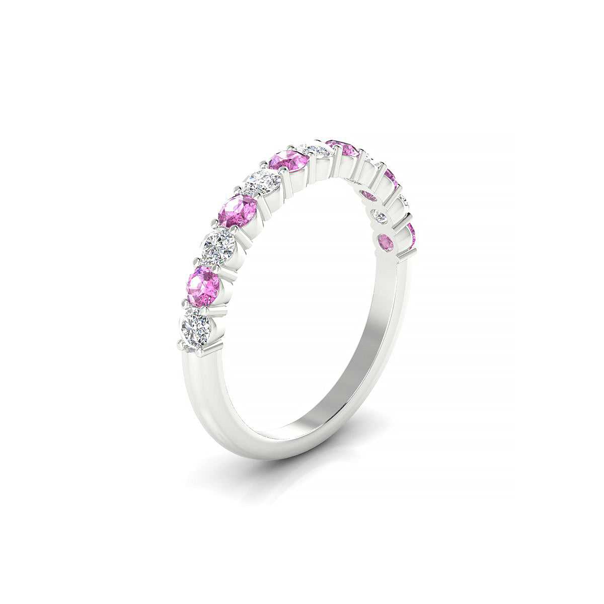 Destiny | 18k White Gold 2.5 mm Round Pink Sapphire Ring