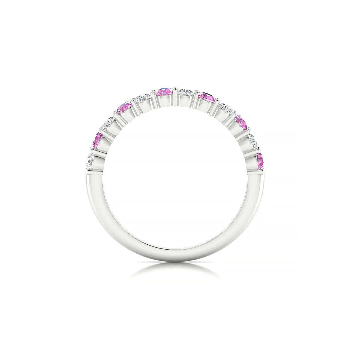 Destiny | 18k White Gold 2.5 mm Round Pink Sapphire Ring