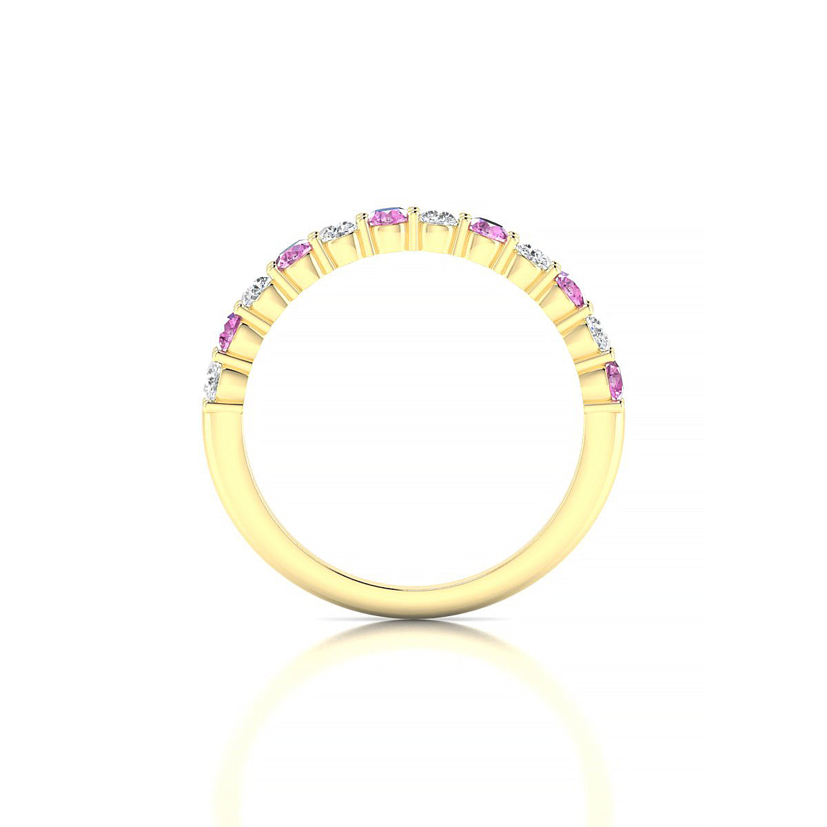 Destiny | 18k Yellow Gold 2.5 mm Round Pink Sapphire Ring