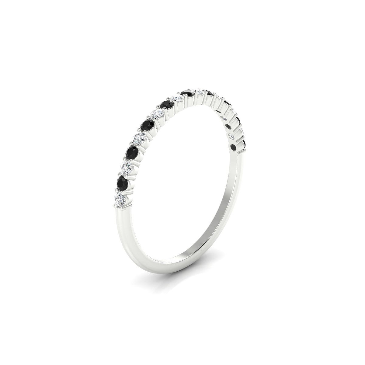 Destiny | 18k White Gold 1.5 mm Round Black Diamond Ring