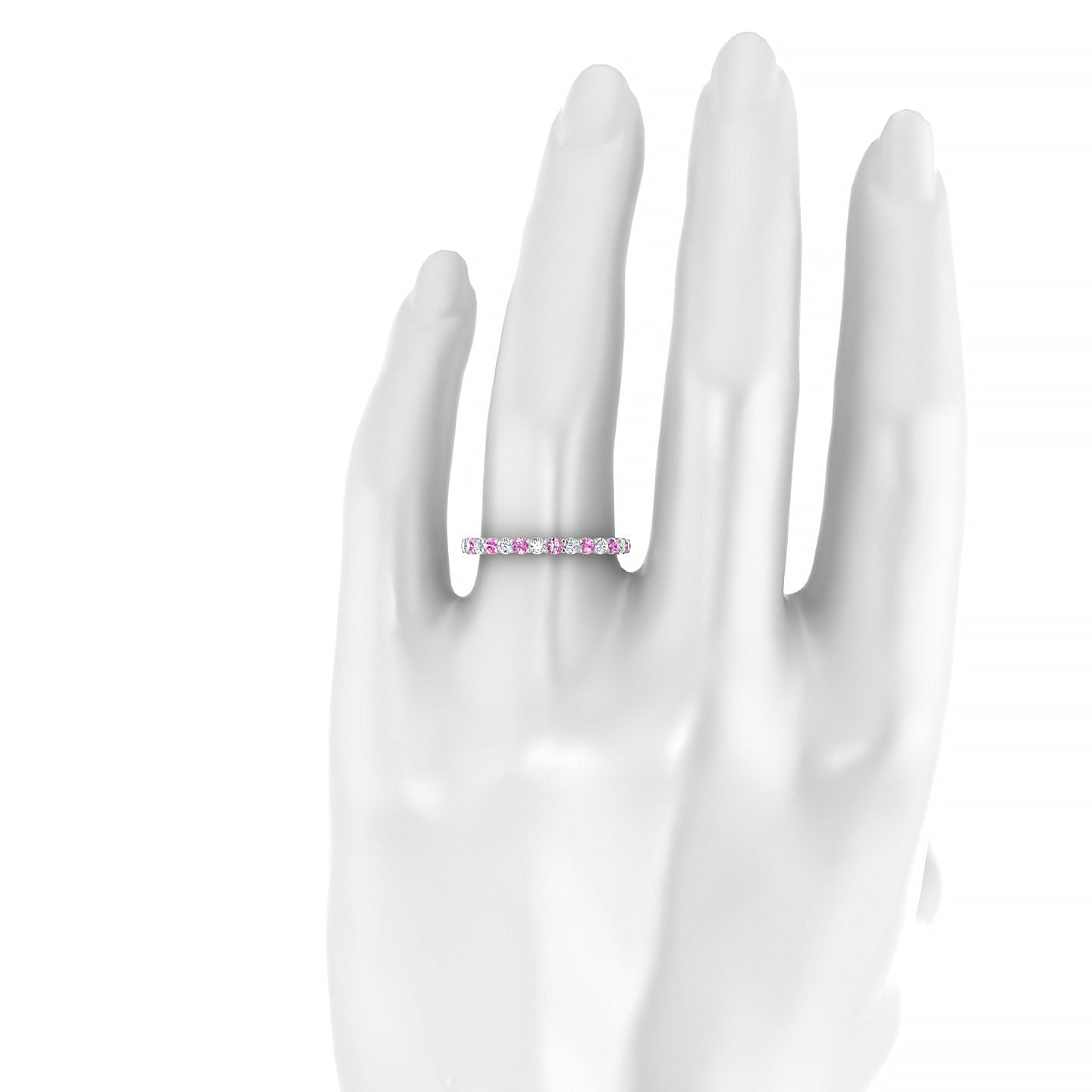 Destiny | 18k White Gold 2 mm Round Pink Sapphire Ring
