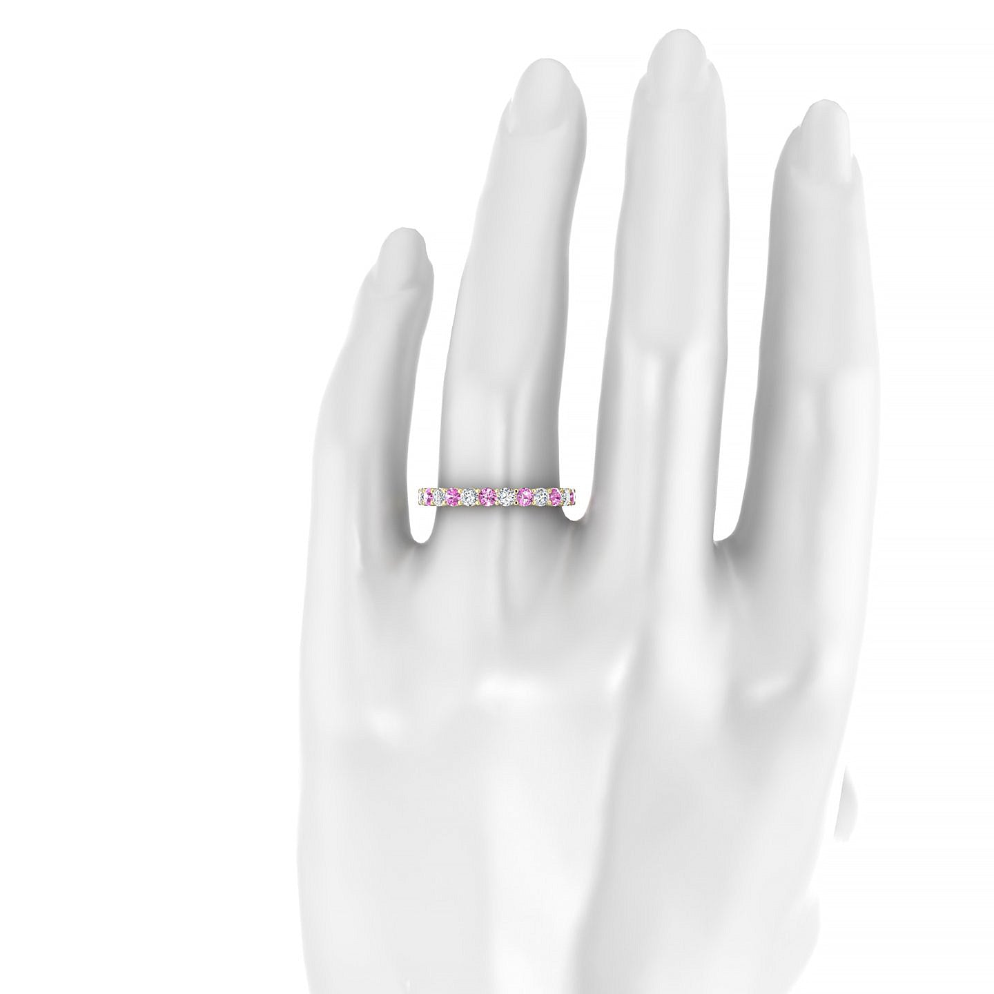 Destiny | 18k Yellow Gold 2.5 mm Round Pink Sapphire Ring