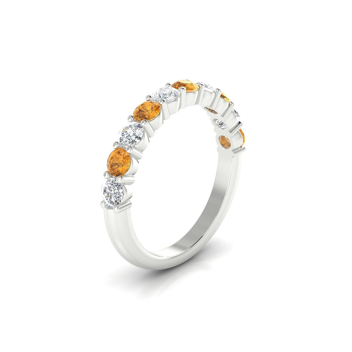 Destiny | 18k White Gold 3 mm Round Citrine Ring