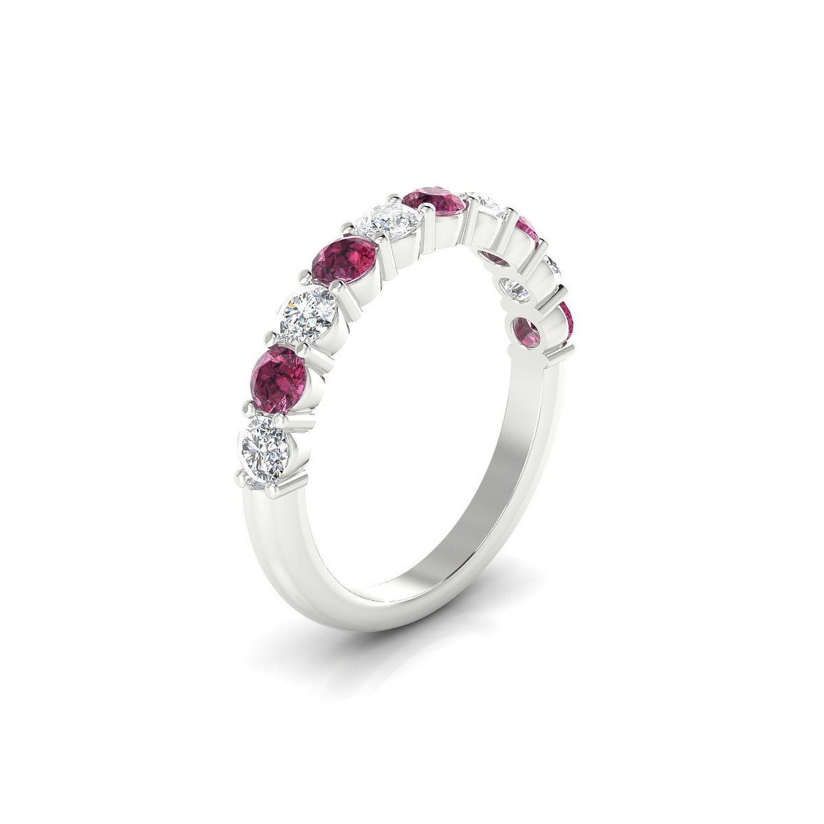 Destiny | 18k White Gold 3 mm Round Rhodolite Ring
