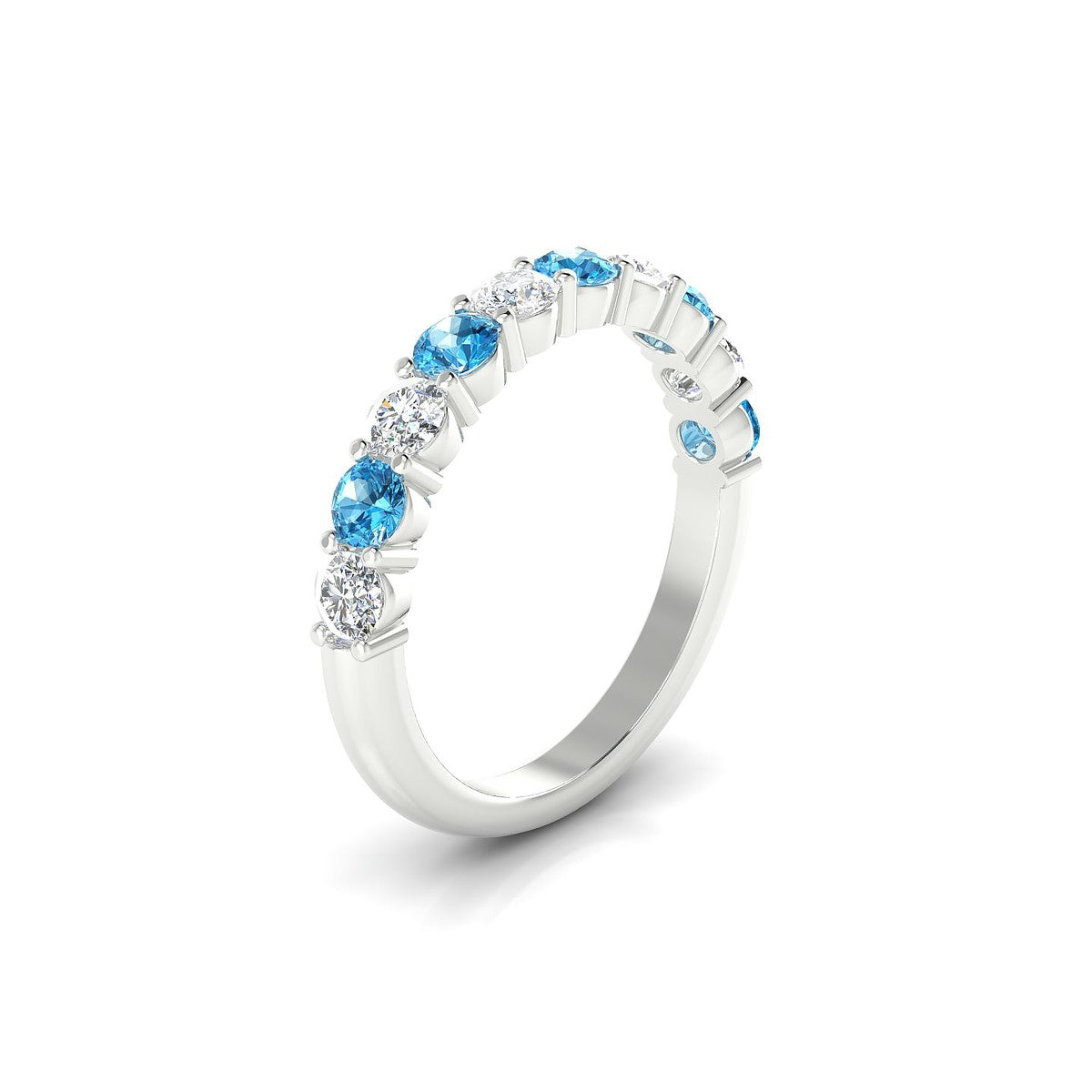Destiny | 18k White Gold 3 mm Round Topaz Ring