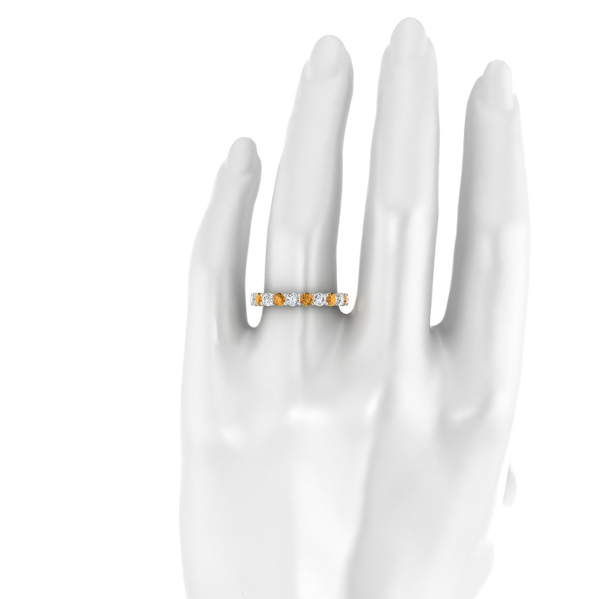 Destiny | 18k White Gold 3 mm Round Citrine Ring