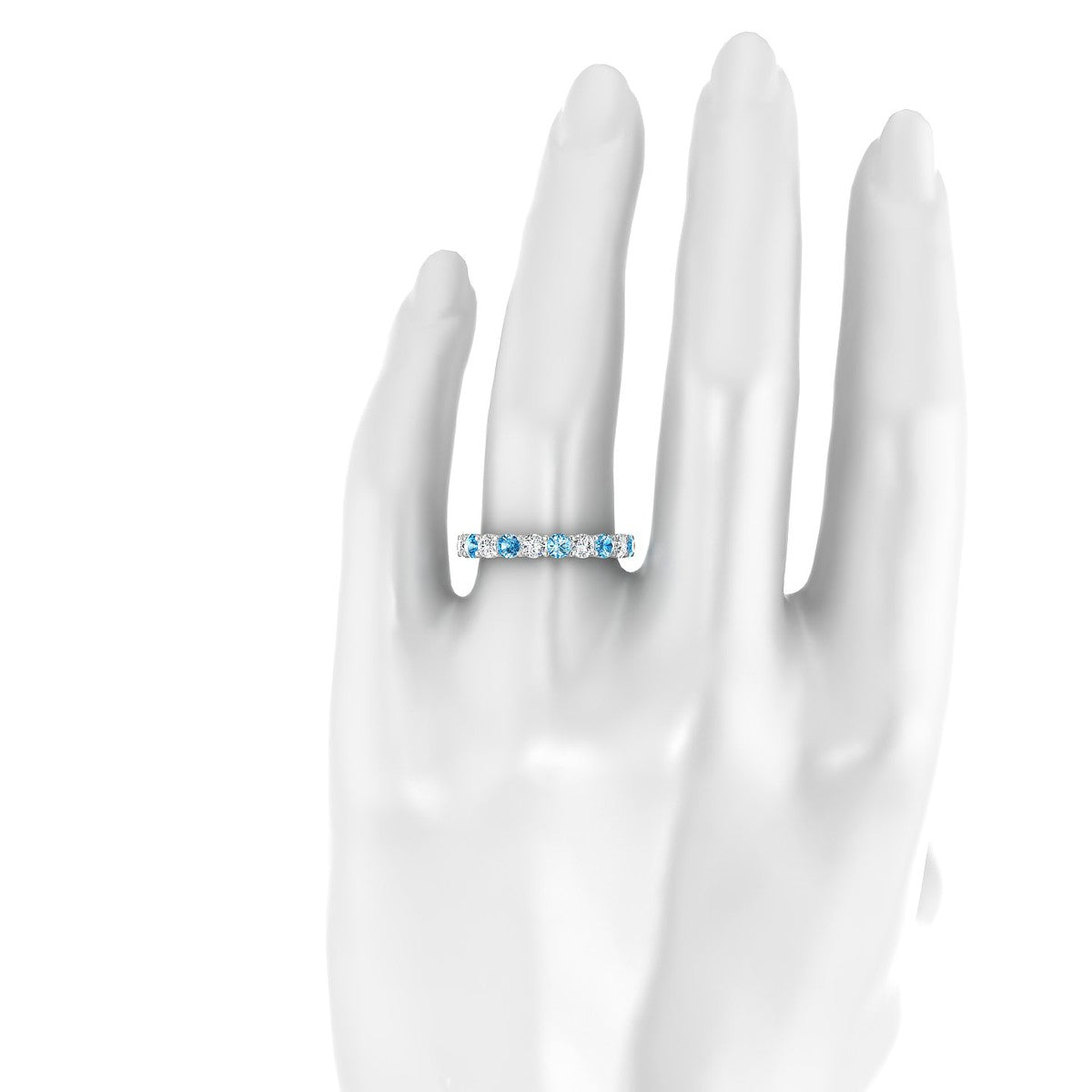Destiny | 18k White Gold 3 mm Round Topaz Ring