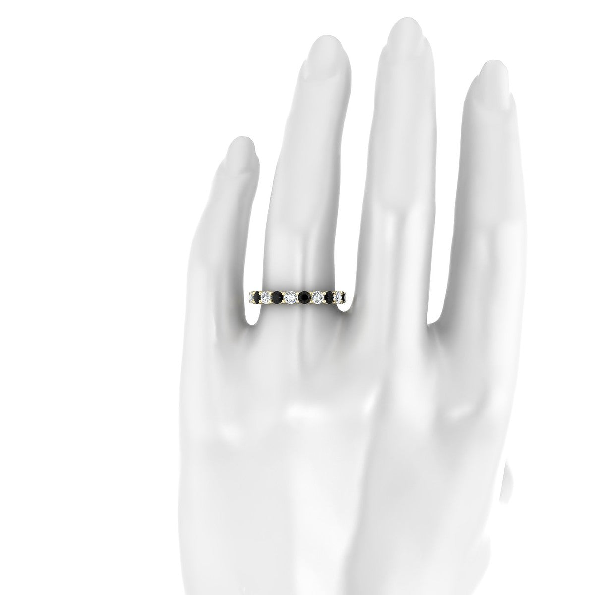 Destiny | 18k Yellow Gold 3 mm Round Black Diamond Ring