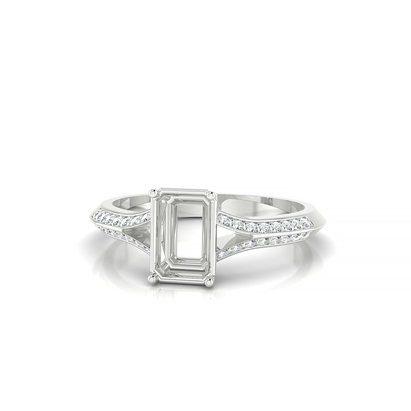 Divine Emerald 1-1.99 ct | 18k White Gold Side Stones Ring