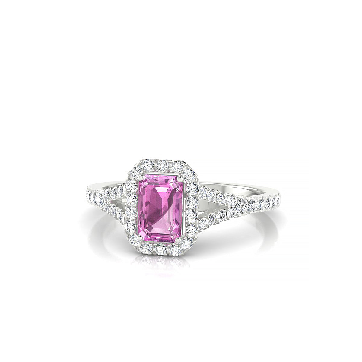 Dream | 18k White Gold 6 x 4 mm Emerald Pink Sapphire Ring