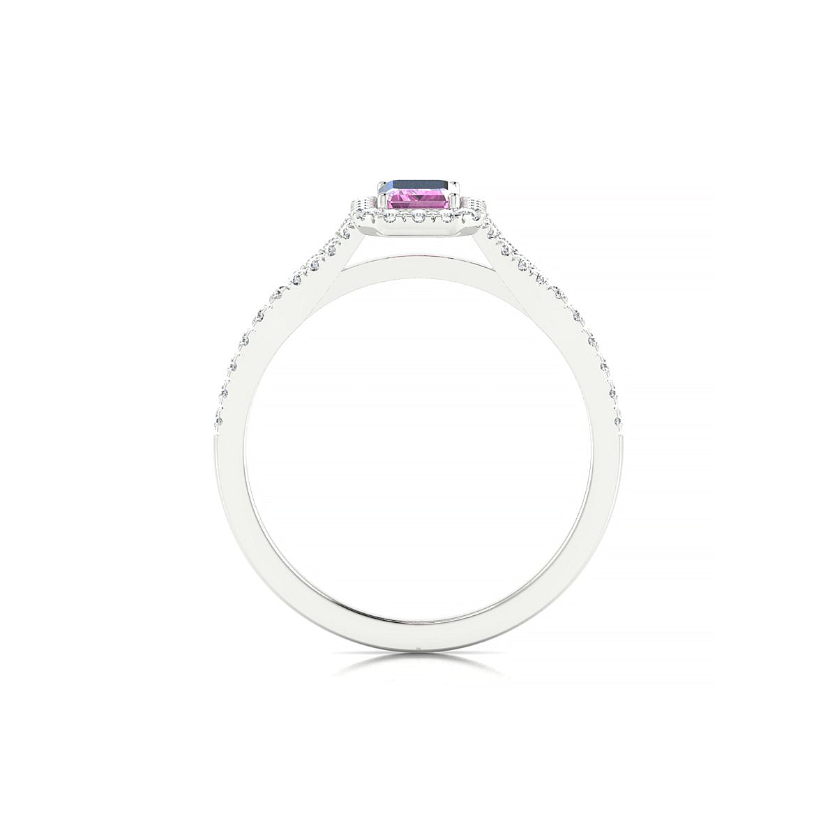 Dream | 18k White Gold 6 x 4 mm Emerald Pink Sapphire Ring