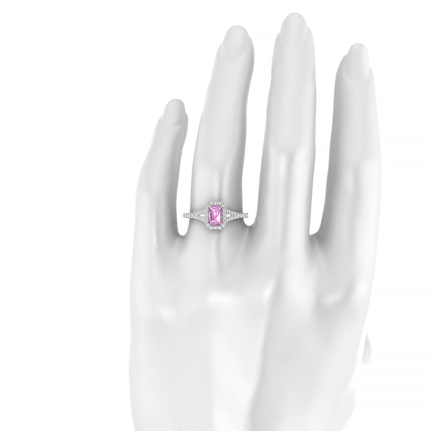 Dream | 18k White Gold 6 x 4 mm Emerald Pink Sapphire Ring