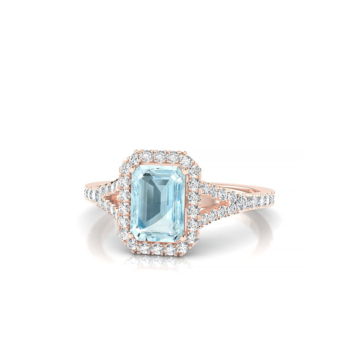 Dream | 18k Rose Gold 7 x 5 mm Emerald Aquamarine Ring