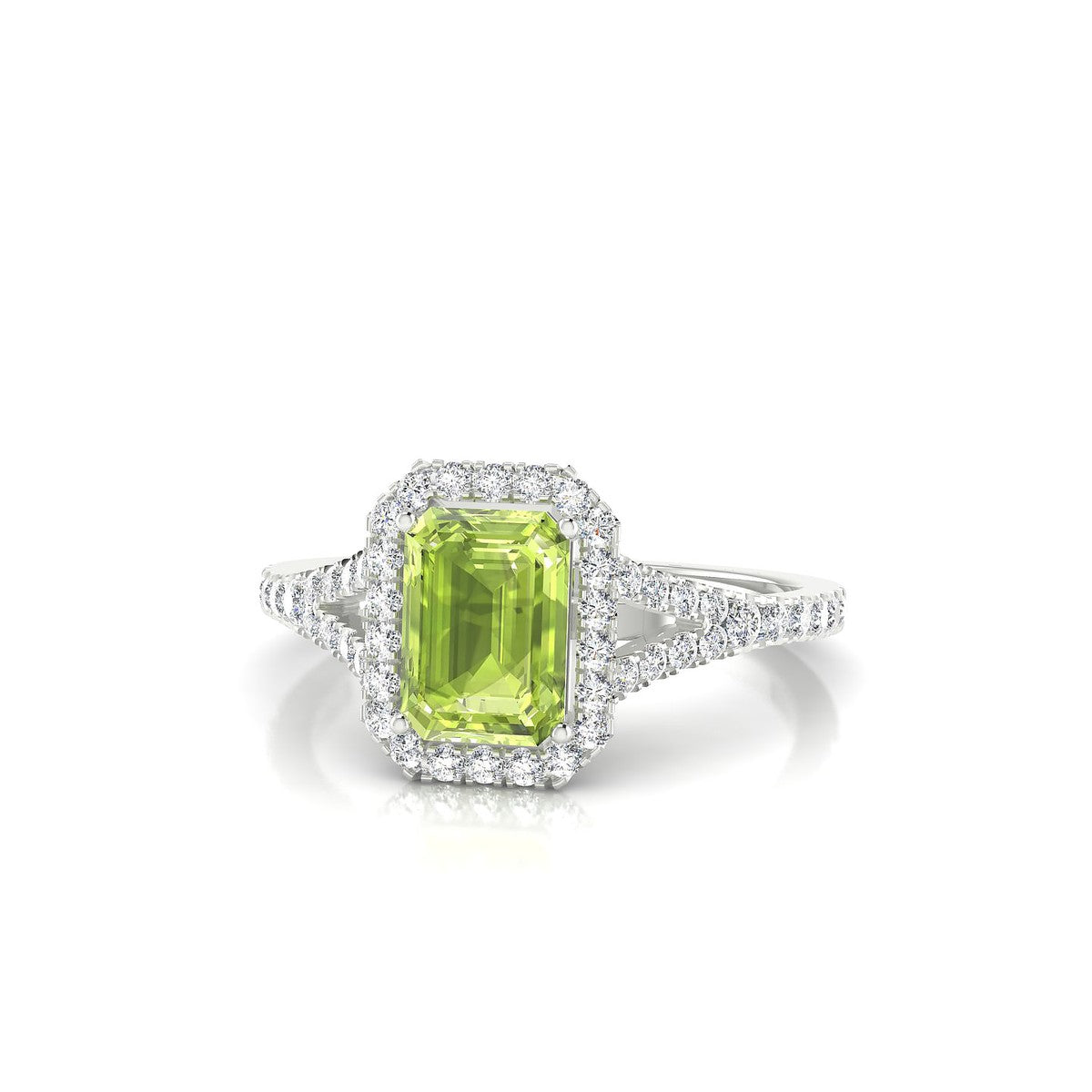 Dream | 18k White Gold 7 x 5 mm Emerald Peridot Ring