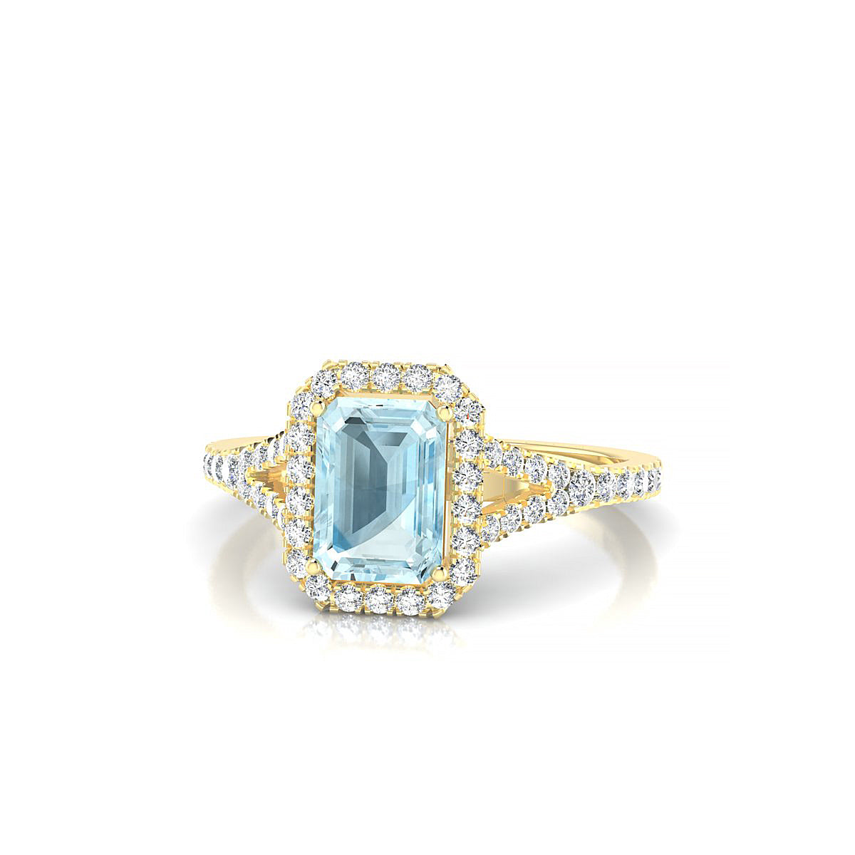 Dream | 18k Yellow Gold 7 x 5 mm Emerald Aquamarine Ring
