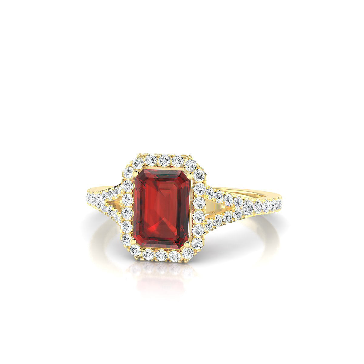 Dream | 18k Yellow Gold 7 x 5 mm Emerald Garnet Ring