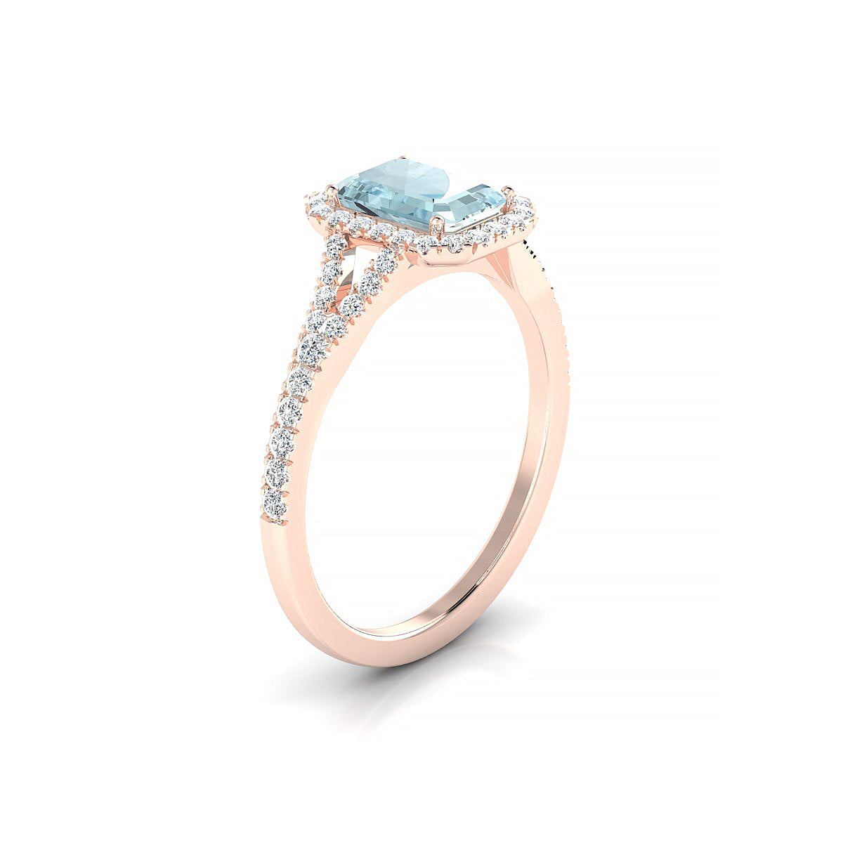 Dream | 18k Rose Gold 7 x 5 mm Emerald Aquamarine Ring