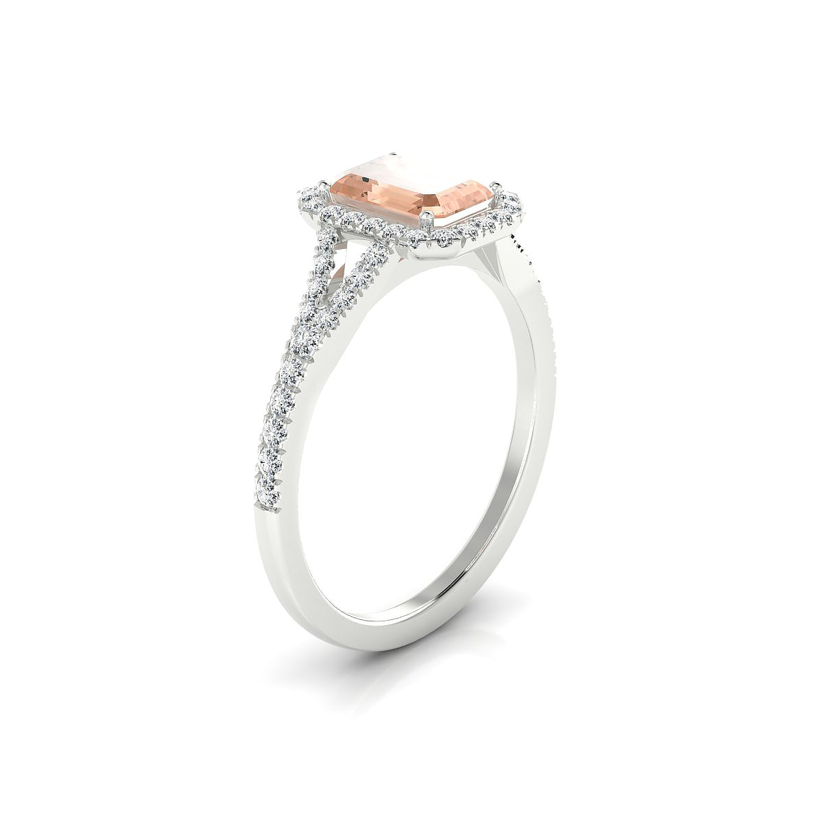 Dream | 18k White Gold 7 x 5 mm Emerald Morganite Ring