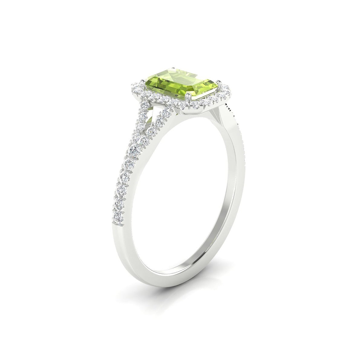 Dream | 18k White Gold 7 x 5 mm Emerald Peridot Ring