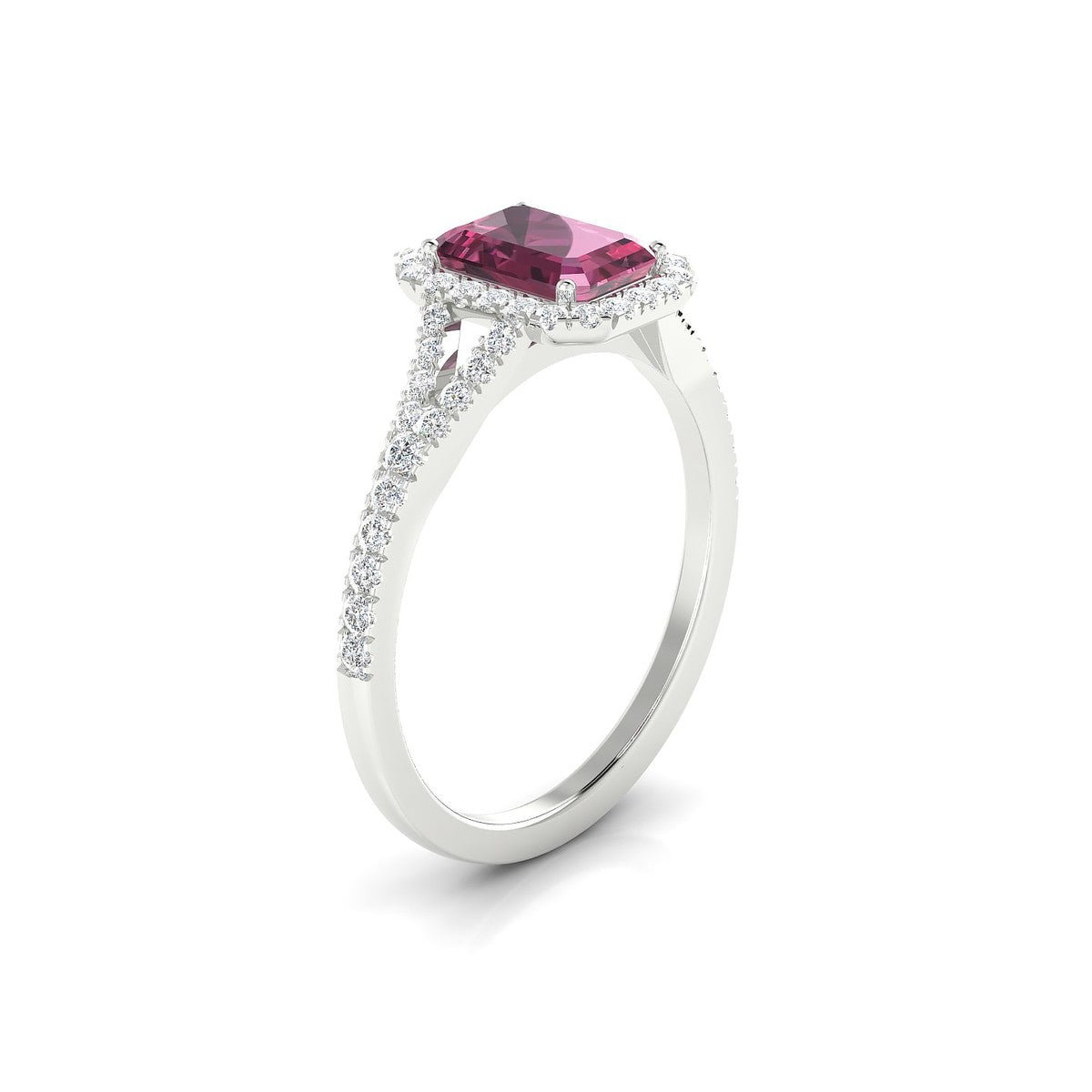 Dream | 18k White Gold 7 x 5 mm Emerald Rhodolite Ring