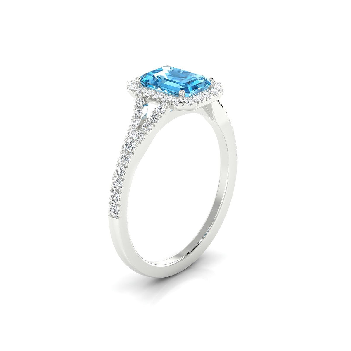 Dream | 18k White Gold 7 x 5 mm Emerald Topaz Ring