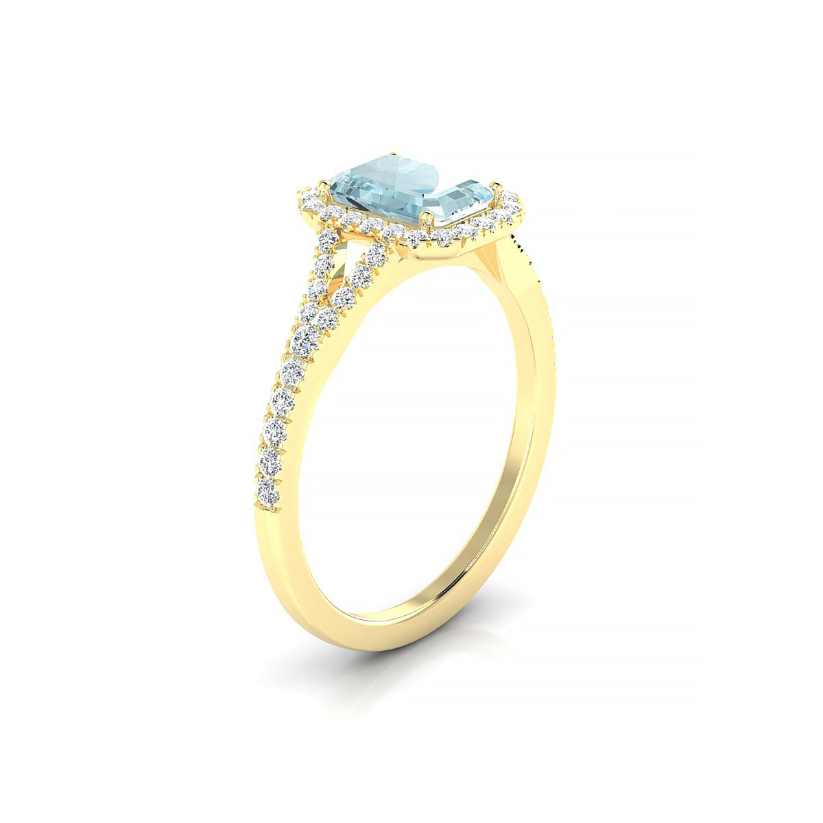 Dream | 18k Yellow Gold 7 x 5 mm Emerald Aquamarine Ring