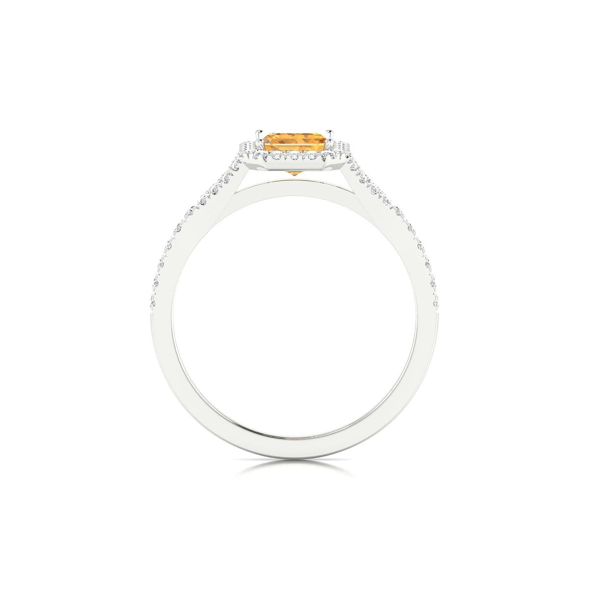 Dream | 18k White Gold 7 x 5 mm Emerald Citrine Ring
