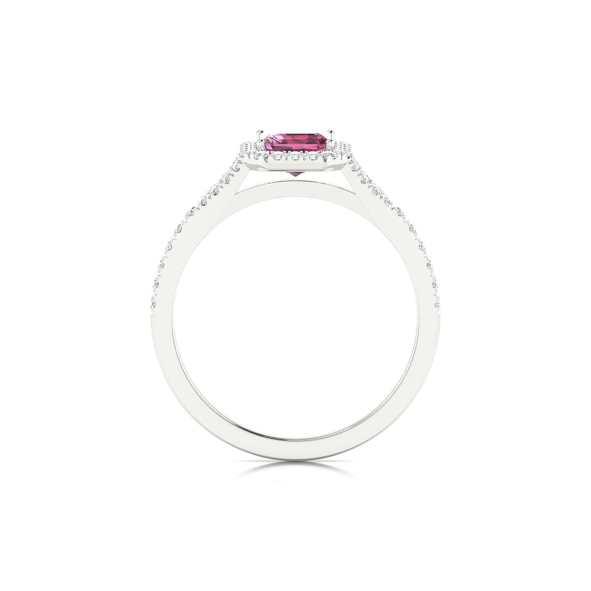 Dream | 18k White Gold 7 x 5 mm Emerald Rhodolite Ring
