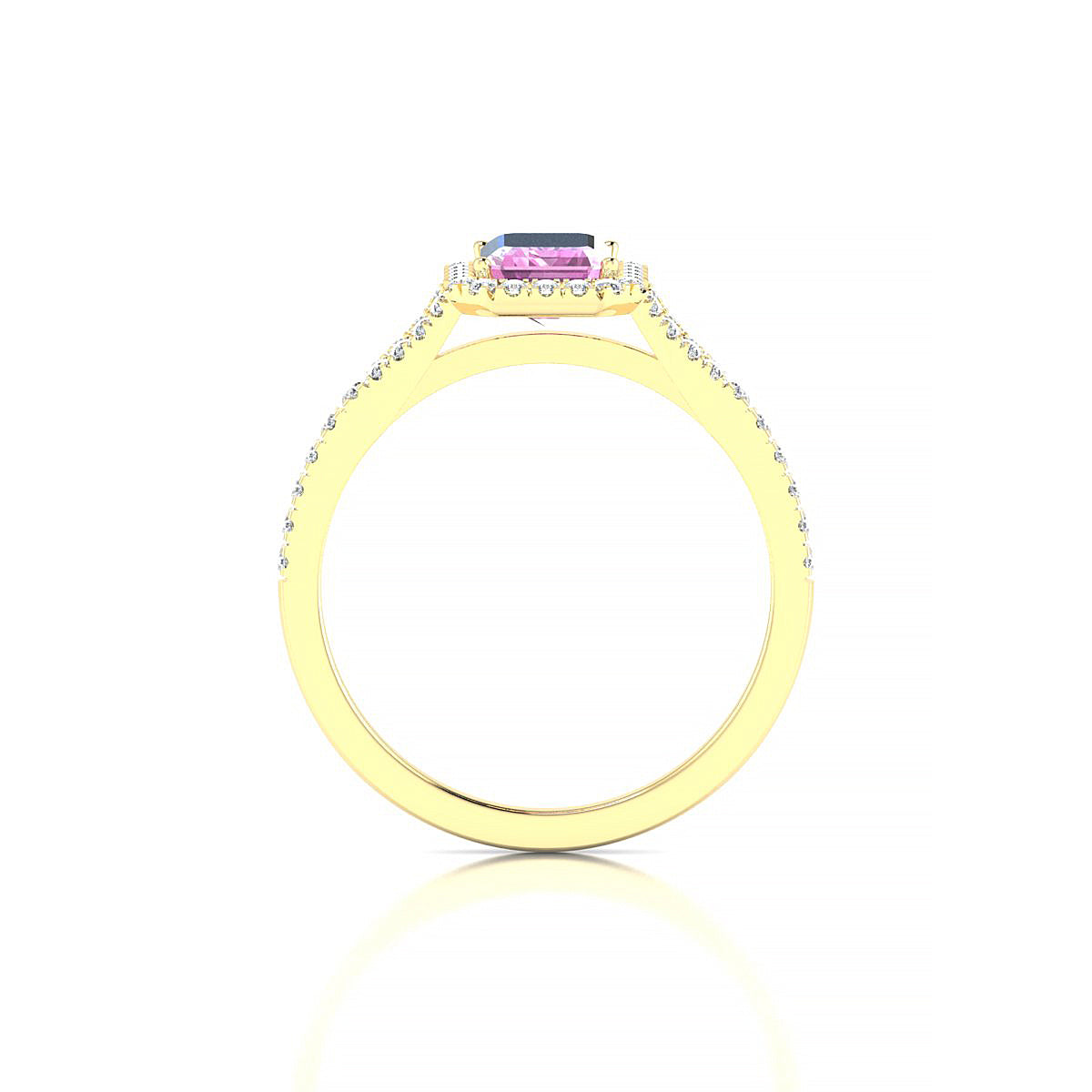 Dream | 18k Yellow Gold 7 x 5 mm Emerald Pink Sapphire Ring