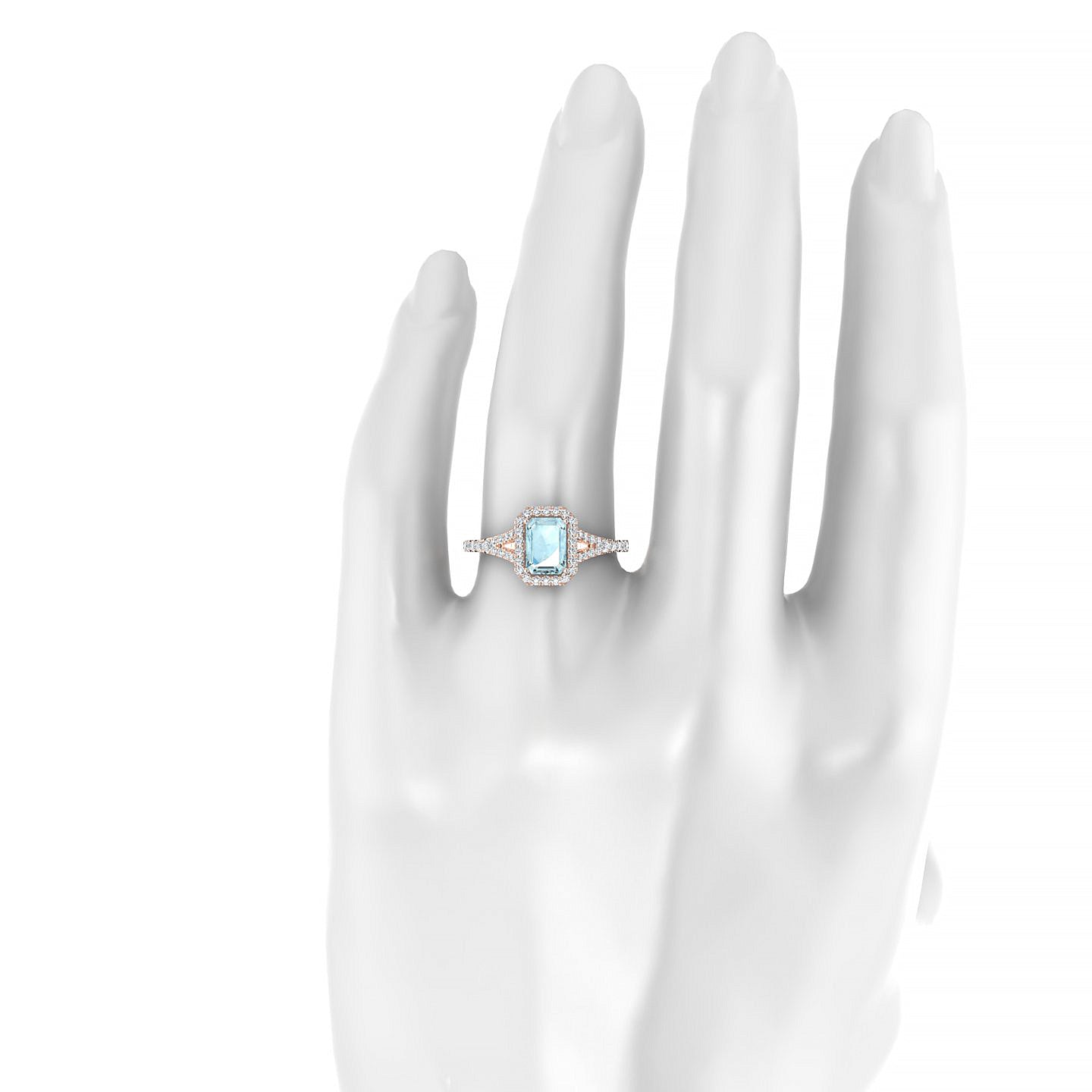 Dream | 18k Rose Gold 7 x 5 mm Emerald Aquamarine Ring