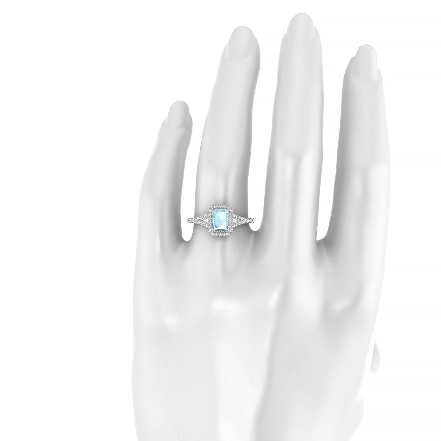 Dream | 18k White Gold 7 x 5 mm Emerald Aquamarine Ring