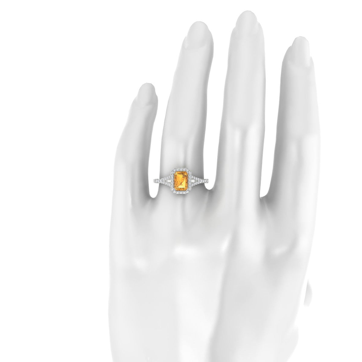 Dream | 18k White Gold 7 x 5 mm Emerald Citrine Ring