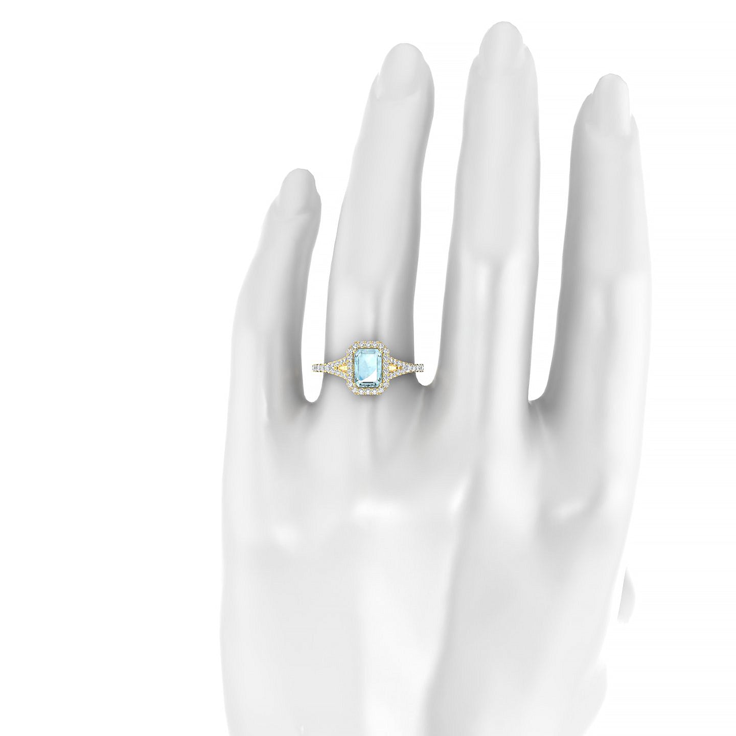 Dream | 18k Yellow Gold 7 x 5 mm Emerald Aquamarine Ring