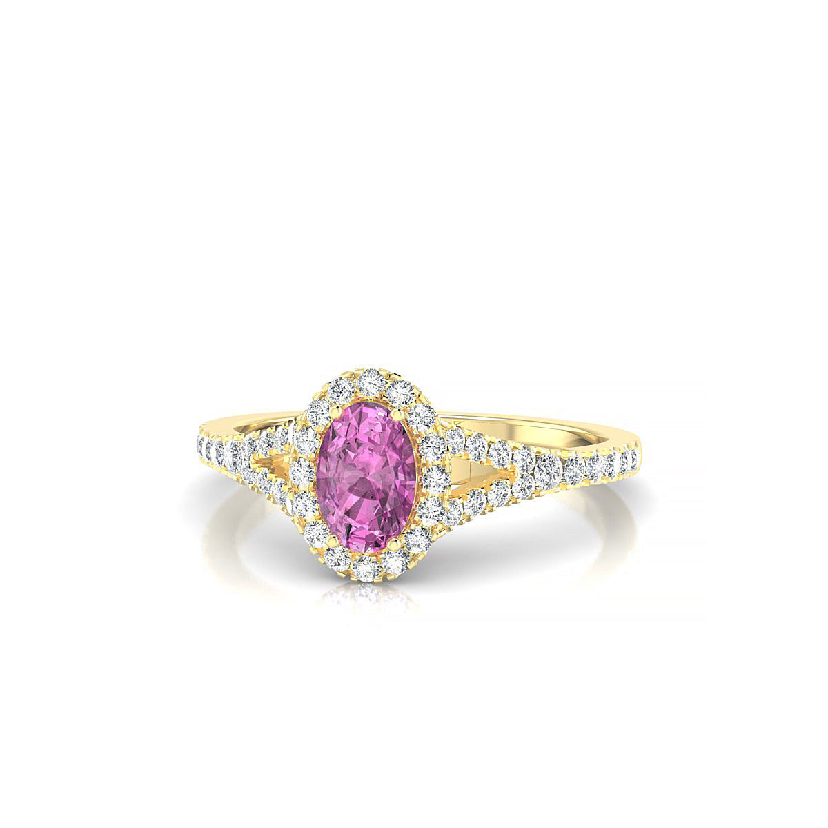 Dream | 18k Yellow Gold 6 x 4 mm Oval Pink Sapphire Ring