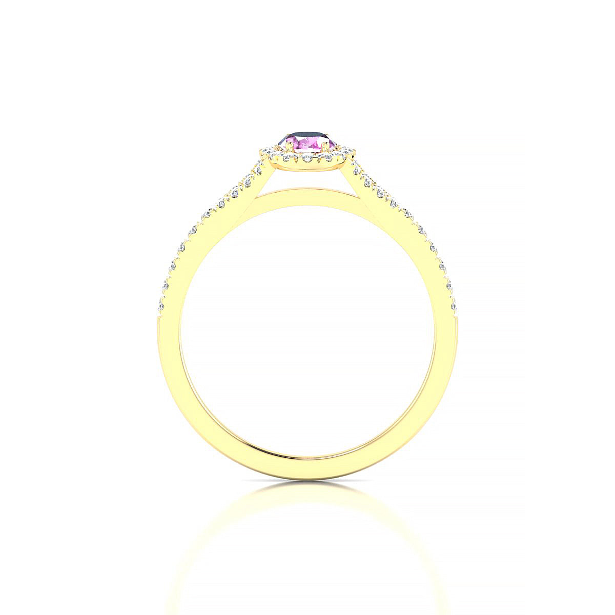 Dream | 18k Yellow Gold 6 x 4 mm Oval Pink Sapphire Ring
