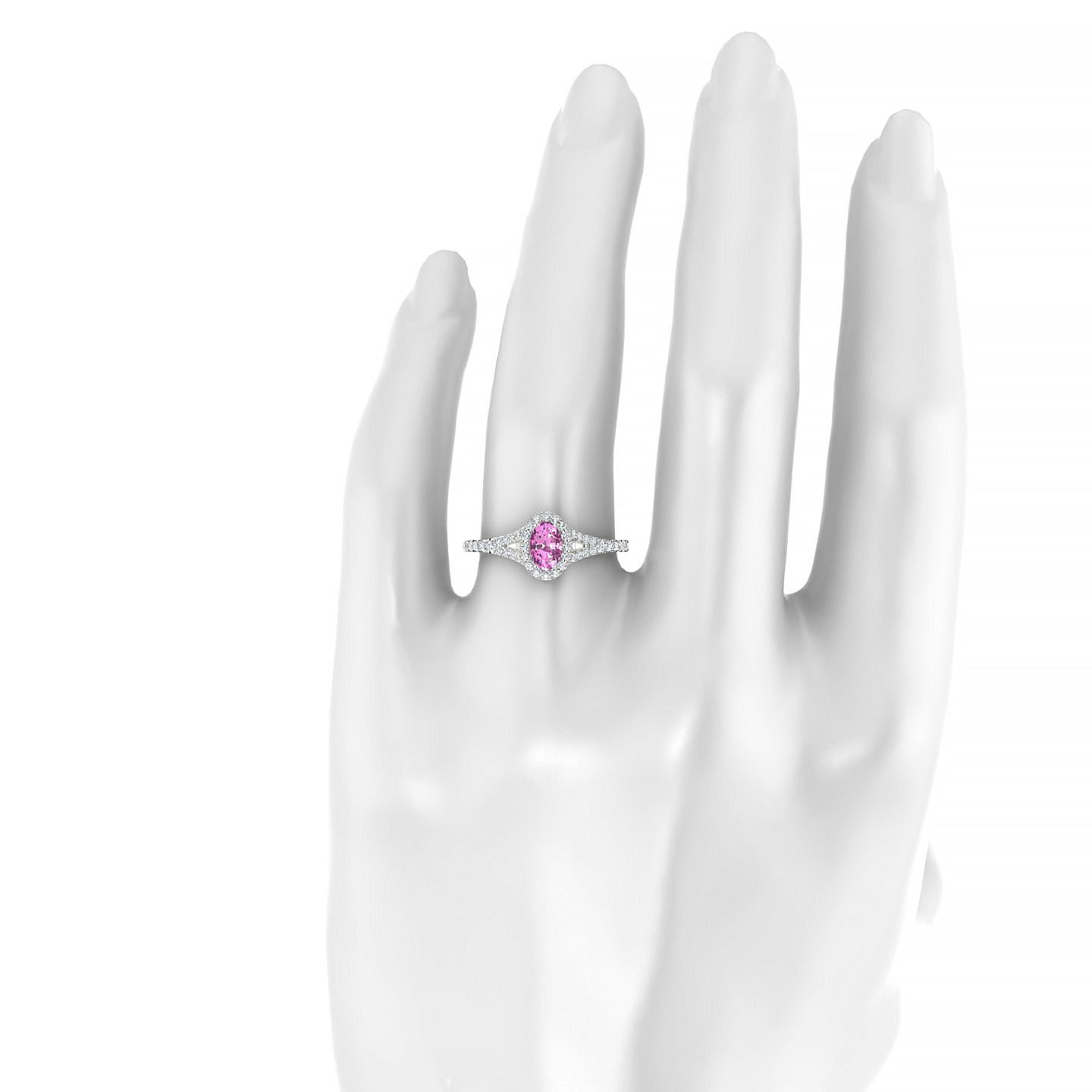 Dream | 18k White Gold 6 x 4 mm Oval Pink Sapphire Ring