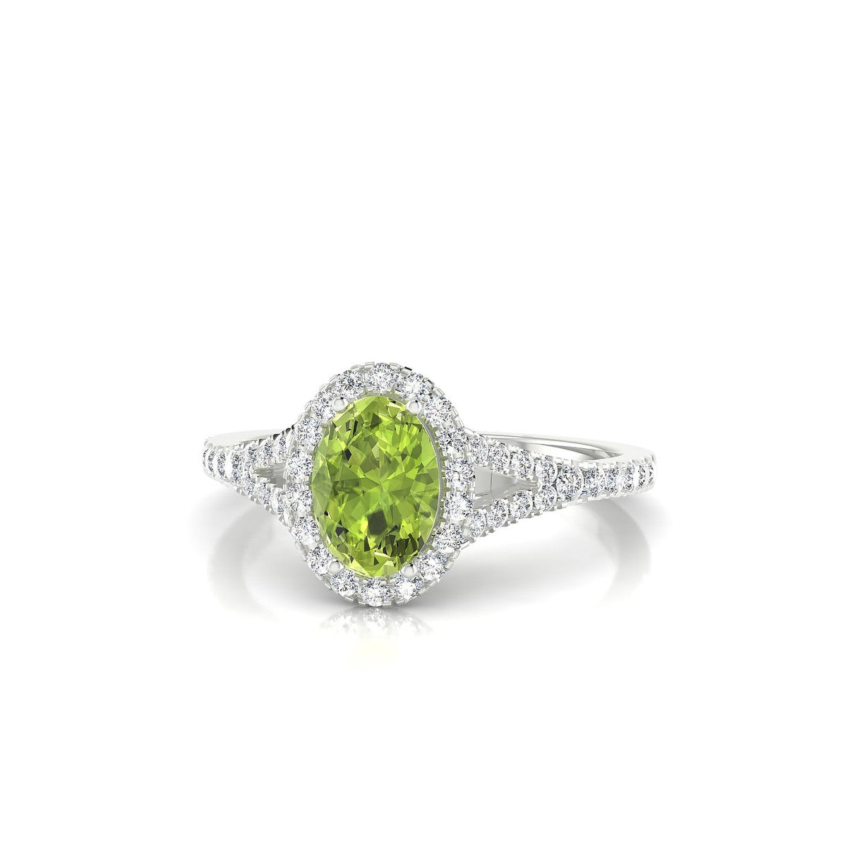 Dream | 18k White Gold 7 x 5 mm Oval Peridot Ring