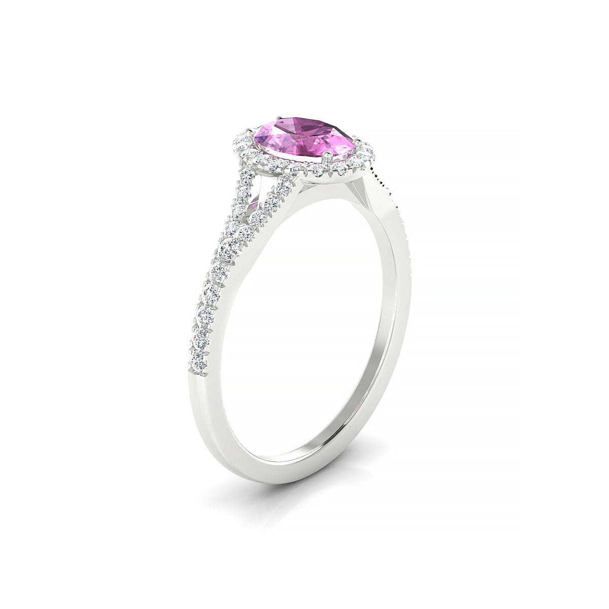 Dream | 18k White Gold 7 x 5 mm Oval Pink Sapphire Ring