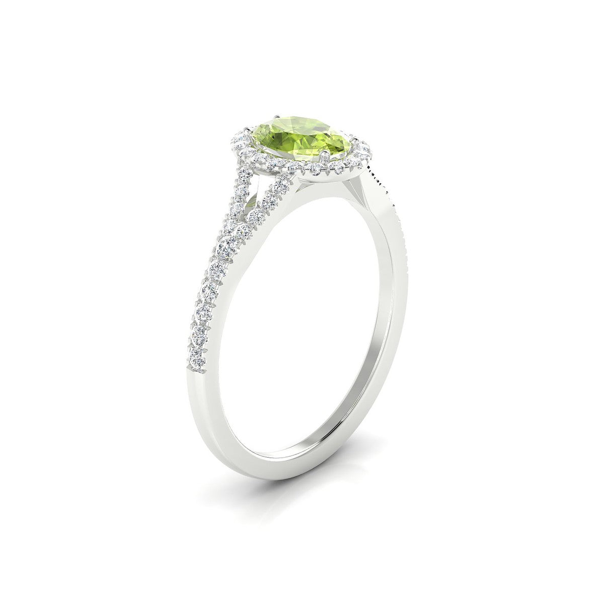 Dream | 18k White Gold 7 x 5 mm Oval Peridot Ring